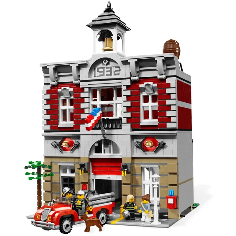 

In stock Creator Fire Brigade 2231Pcs Street View Model Building Blocks Set Bricks Toys Educational City Ideas MOC Expert