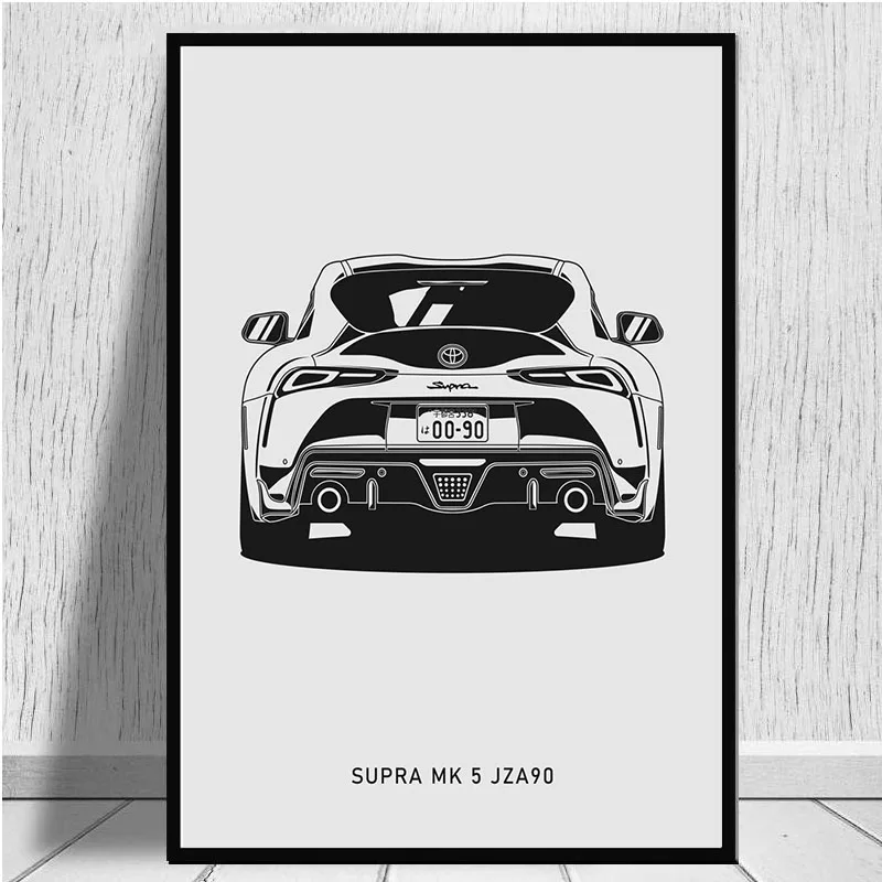 Постер на автомобиль в черно-белую машину 80-х годов AE86 S1 спортивный пикап