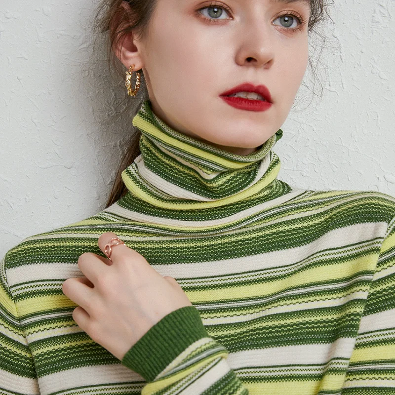

2021 women's autumn and winter cashmere sweater Pullover long sleeve high neck casual Pullover comfortable cashmere sweater