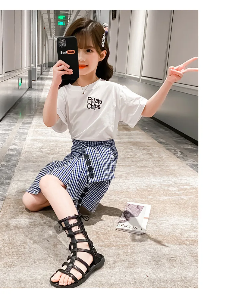 

New Summer Children Costume Girls Clothing Sets Girls Short Sleeve 2Pcs Outfits School Kids Girl Clothes Casual Tracksuit