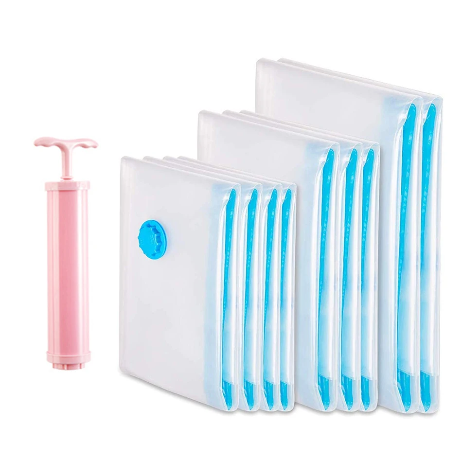 

Вакуумные мешки для хранения прочной одежды, подушек, постельного белья, одеяла, больше места, экономия сжатия, путешествия, ручной насос, мо...