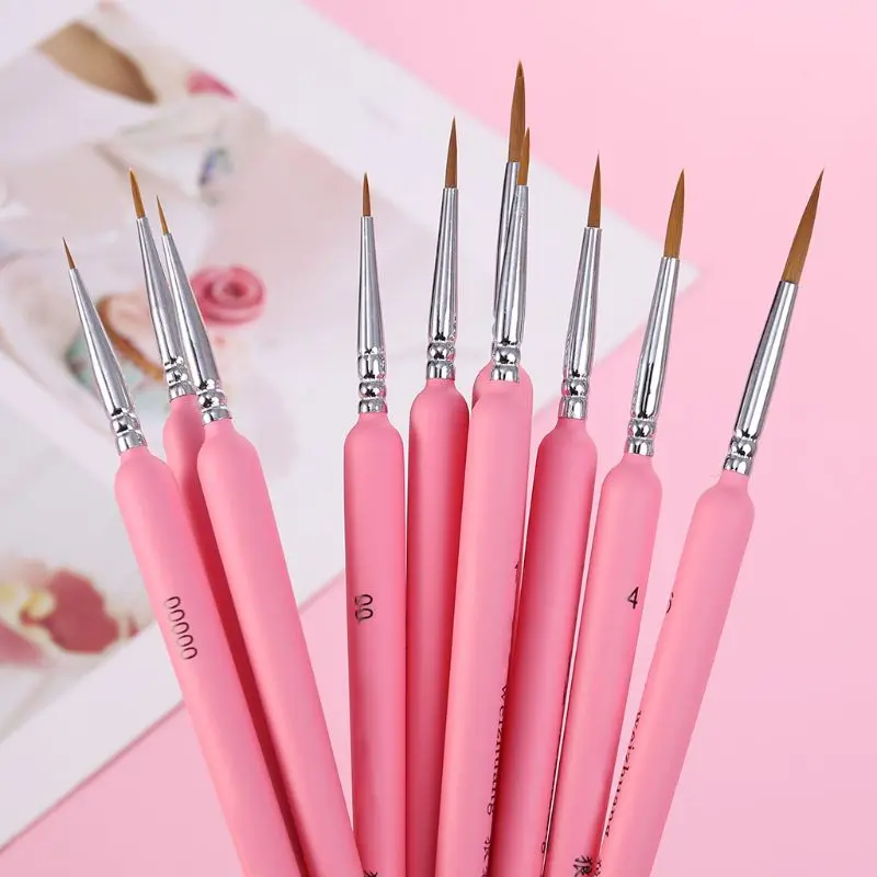 

10Pcs Professional Wolf Hair Hook Line Pen Fine Paint Brush Pen Set Artist Acrylic Painting Watercolor Brush Art Drawing Supplie