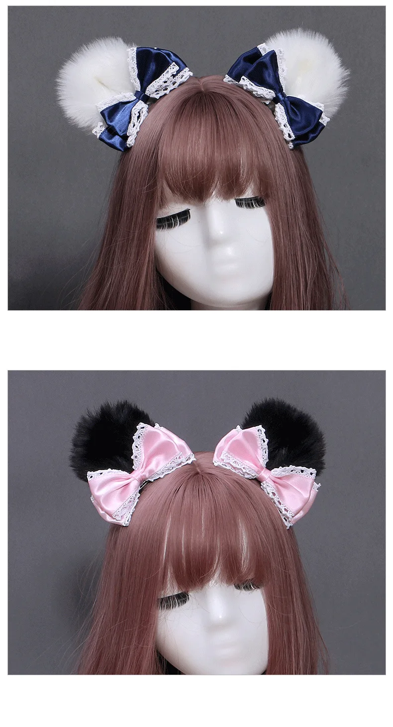 

Plush Bear Ear With Detachable Bowknot Hairclip Girls Hairpin Gift Party Photo Props Carnival Headwear Decor Accessories