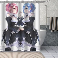 hot custom anime character ram curtains polyester bathroom waterproof shower curtain with plastic hooks more size