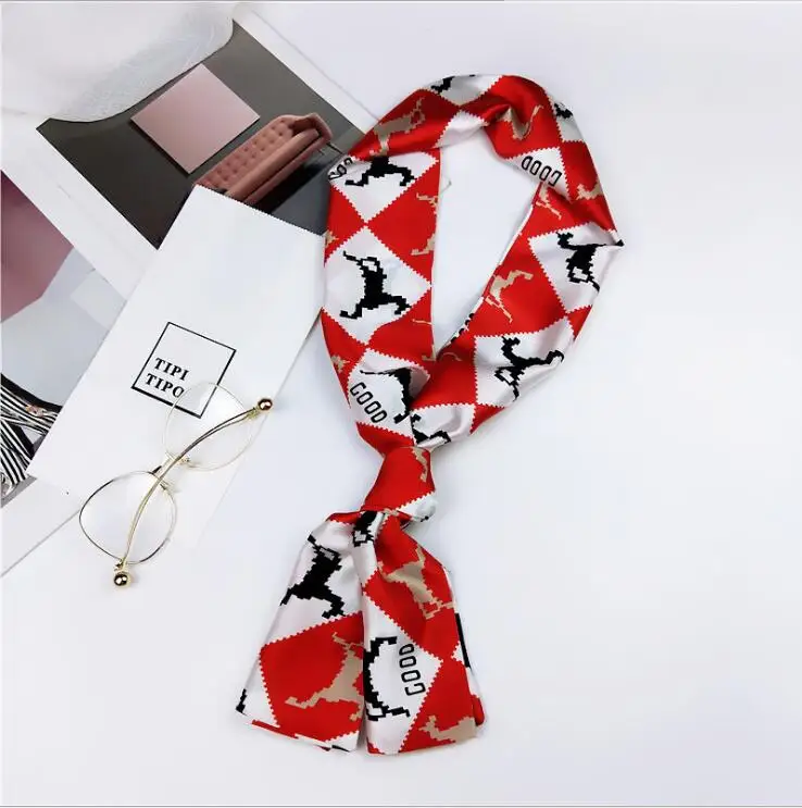 

Женская атласная повязка для волос, элегантный маленький винтажный квадратный шелковый атласный шарф в стиле ретро, аксессуар для волос, ле...