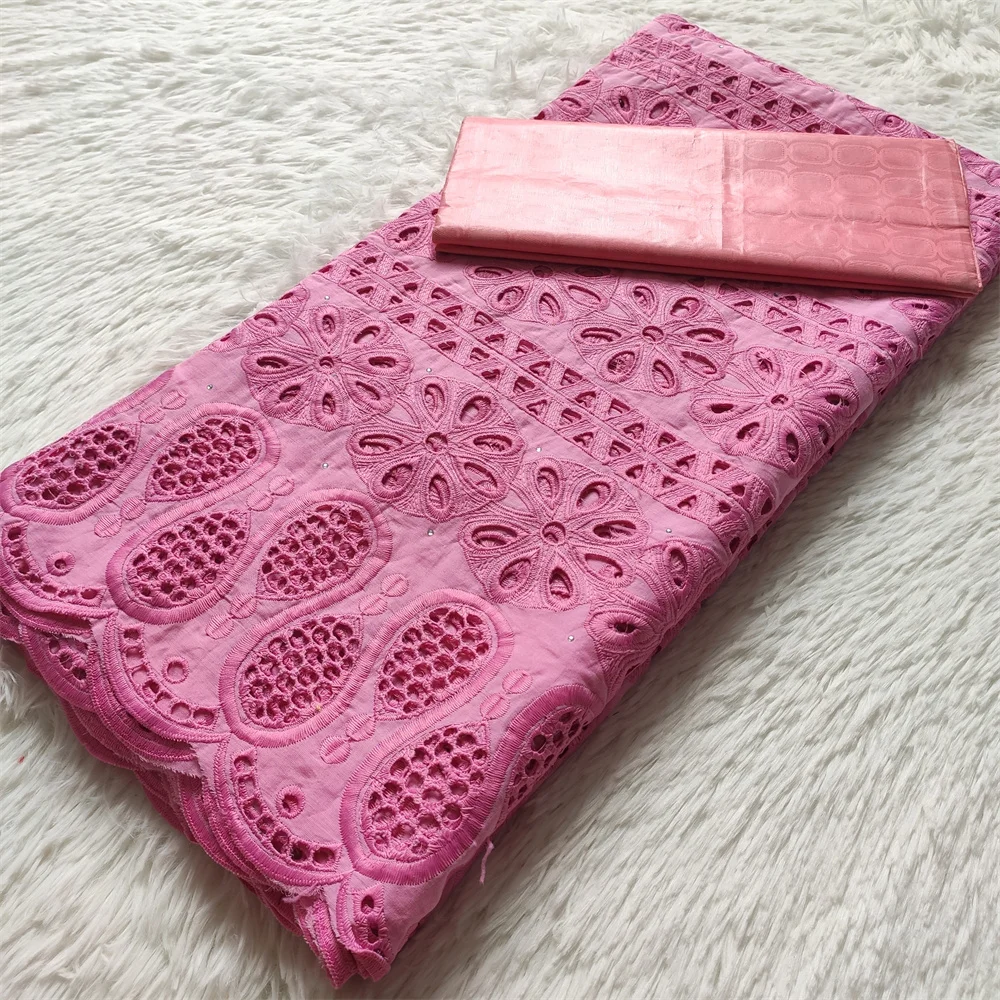 

2021Latest African Nigerian Bazin New Female And Embroidered Tulle Lace Fabric Cotton Dubai Swiss Voile Damask2.5 +2.5 Yards