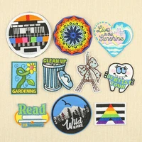 rainbow mandala eiffel tower embroidered patches on clothes diy applique thermoadhesive patches for clothing stickers badges