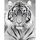 5D полноразмерная алмазная живопись сделай сам, черно-белый тигр с голубыми глазами, вышивка крестиком, алмазная вышивка, мозаика, украшение для дома