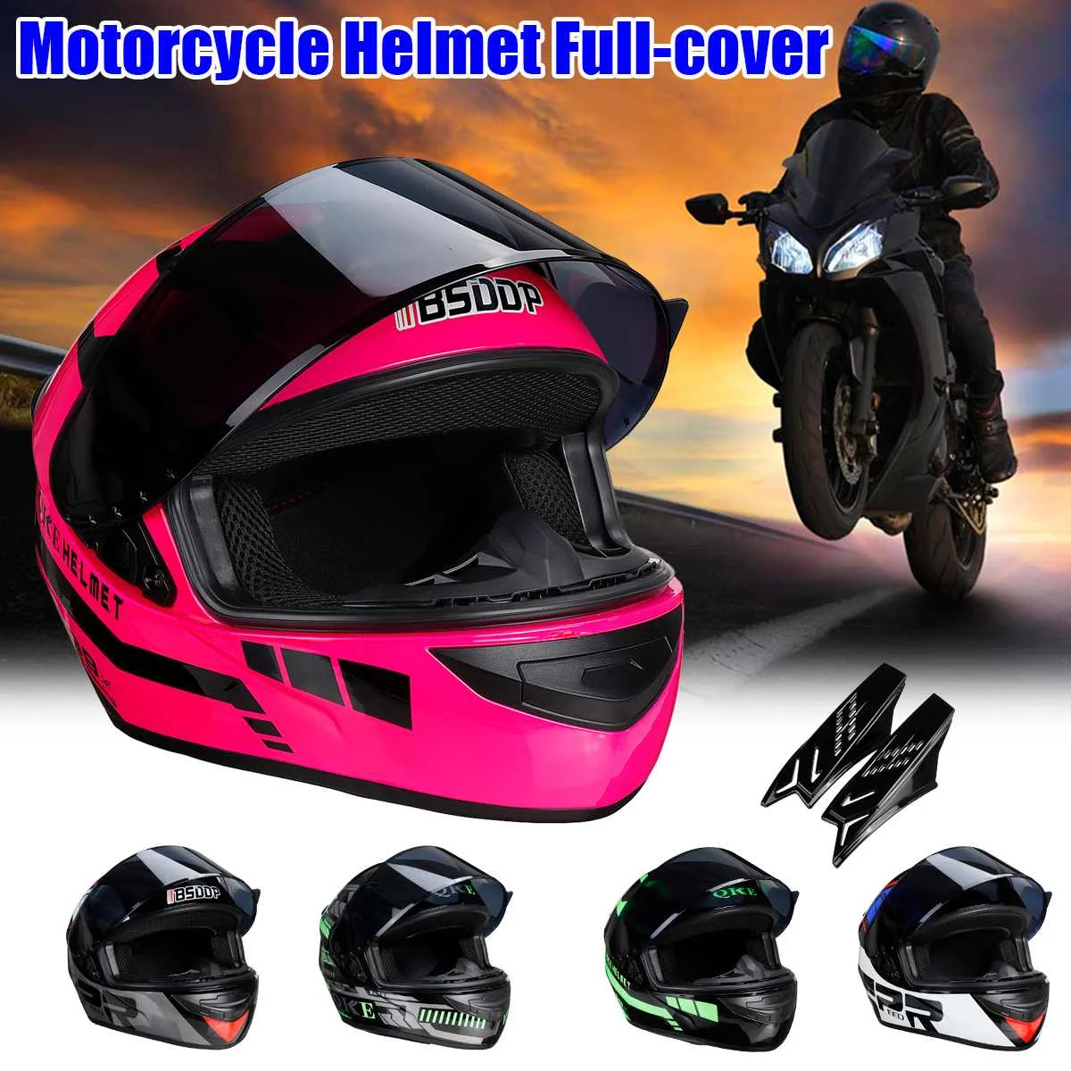 

Motorcycle Helmet Off-road Horn Full Face Helmet Motocross Motorbike Helmet BSD-A0304 ABS Plastic for Women/Men