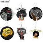 SOMESOOR меланин Poppin Total Diva афро натуральные волосы деревянные висячие серьги Черная Девушка Волшебные с обеих сторон Печатные для женщин Подарки