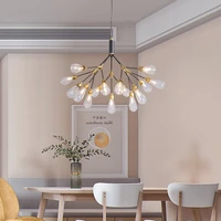 modern firefly led chandelier nordic tree branch glass ball luxury pendant lamp living room bedroom home decorative lustre lamp