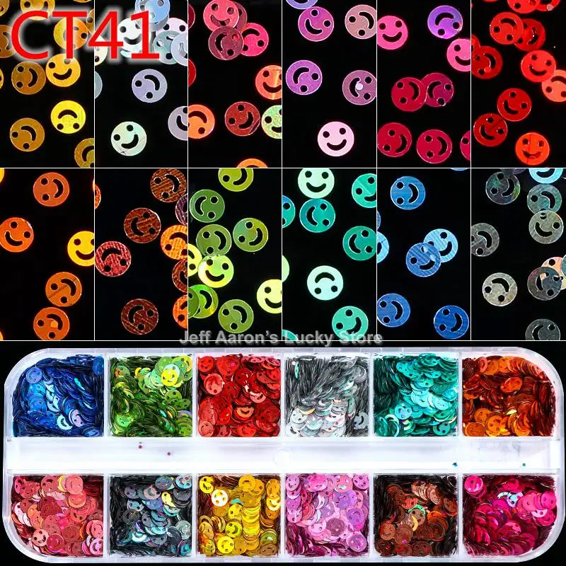 CT41 1 коробка, Смешанные Лазерные звездочки, сердце, блестки для ногтей, блестки, наклейки для дизайна ногтей, аксессуары для маникюра, акриловый набор для ногтей - Цвет: CT41