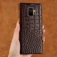 new half pack mobile phone case for samsung galaxy 8 crocodile texture phone case genuine leather phone protection case