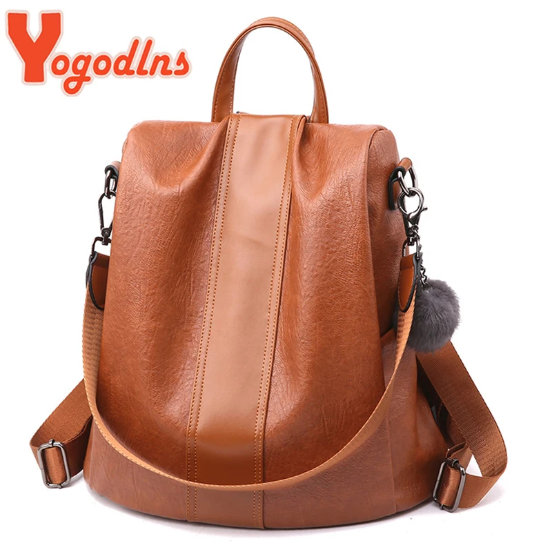 Yogodlns новинка женский рюкзак из искусственной кожи чистый цвет Женская дорожная