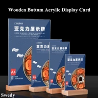 a6 100x150mm t l shape wooden base acrylic sign holder stands restaurant table menu paper poster card holder display stands
