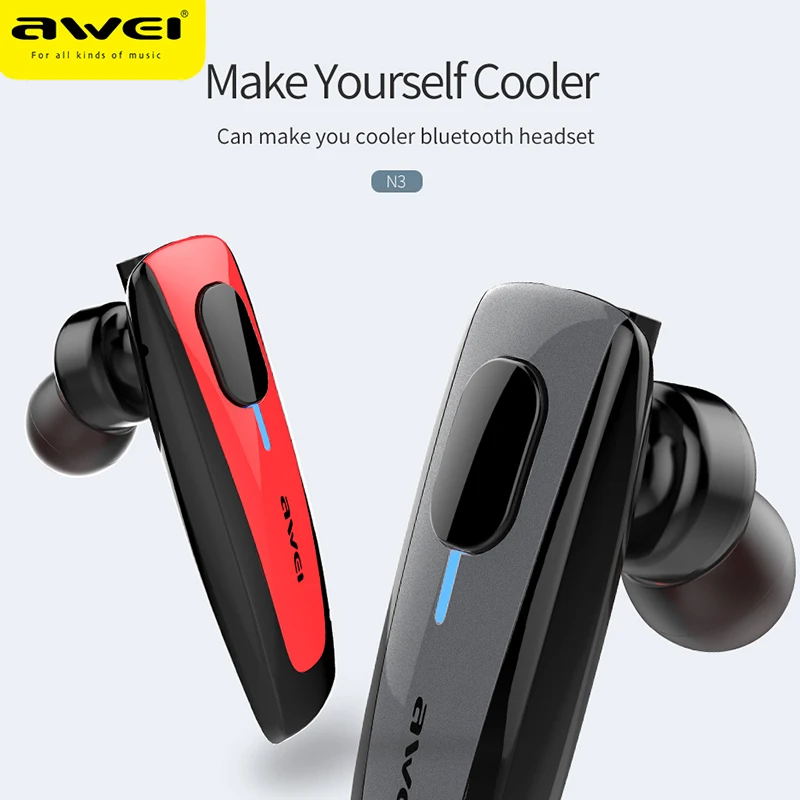 AWEI N3 беспроводные bluetooth наушники беспроводная бизнес гарнитура с микрофоном