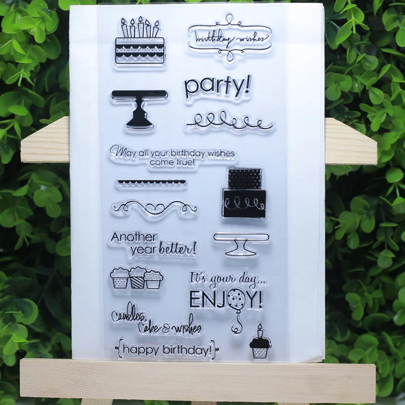 Счастливый для именинного пирога еще год лучше tansparent прозрачные штампы