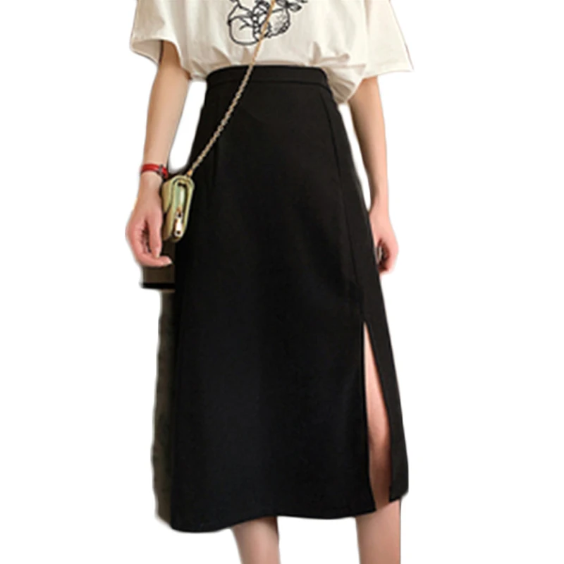 

Модные осенне-зимние женские юбки 2022, женские черные трапециевидные юбки с эластичной высокой талией, винтажная Женская одежда в стиле Хара...