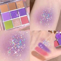 9 color purple matte eyeshadow palette shimmer glitter pearlescent eyeshadow pallete pigmented metallic makeup palette cosmetic