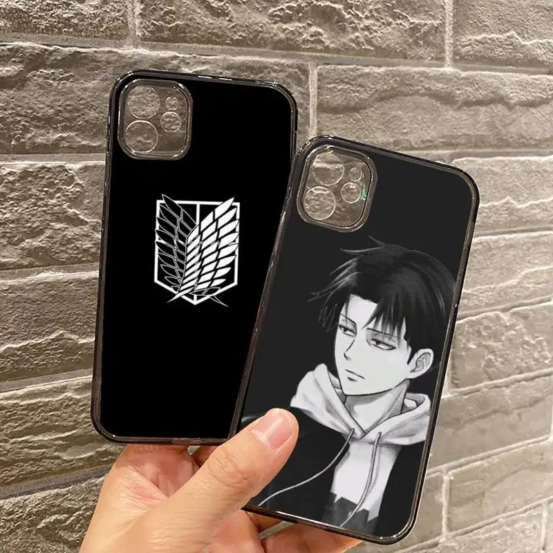 

Anime Japanese attack on Titan Phone Case For iPhone 7 8 11 12 X XS XR MINI Pro Max Plus Retro Black Grey clear transparent