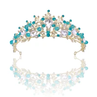 sky blue children crown tiara princess little girl birthday gift gift korean cute hair band crystal crown