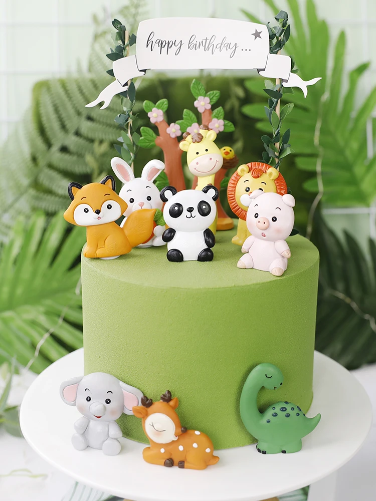 Украшение для торта в виде лесных животных мягкая глина Лев слон тигр один из