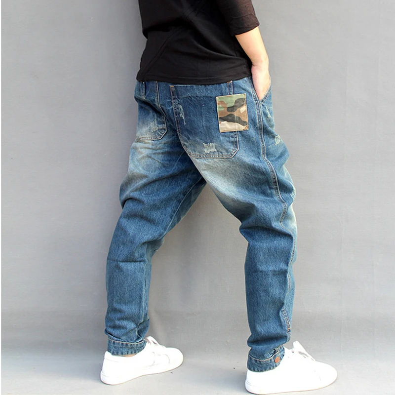 Men Jeans Casual Joggers Plus Size 7XL Hip Hop Harem Denim Pants Camouflage Patchwork Quality Trousers Blue Jeans Brand Clothing