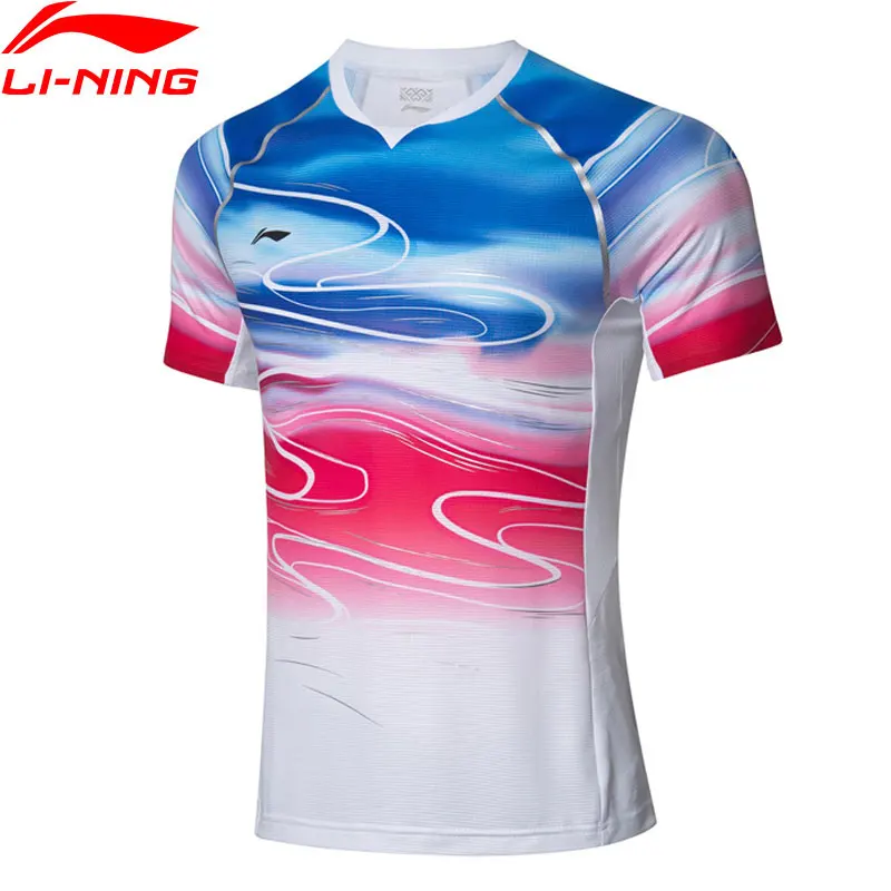 Мужские футболки для бадминтона Li Ning сухой дышащий топ с подкладкой спортивных