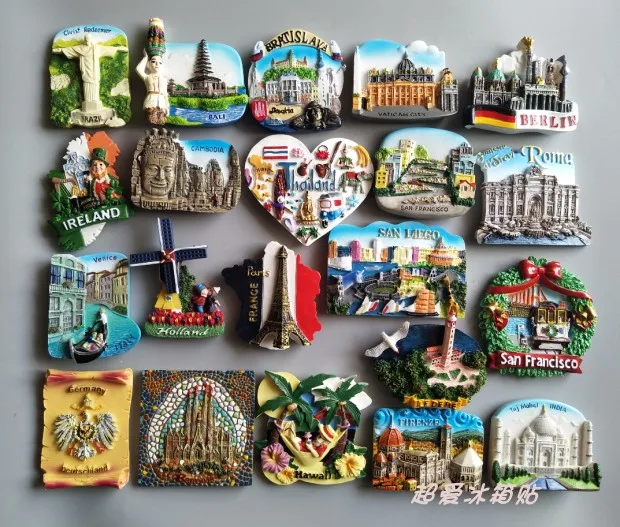 

(6 pieces / lot)Creative three - dimensional tourist souvenir refrigerator