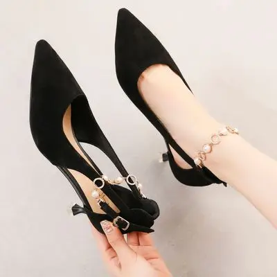 

women's Large-size fattened heels high heels in spring with hollow sandals women's singles shoes 2021 woman pumps