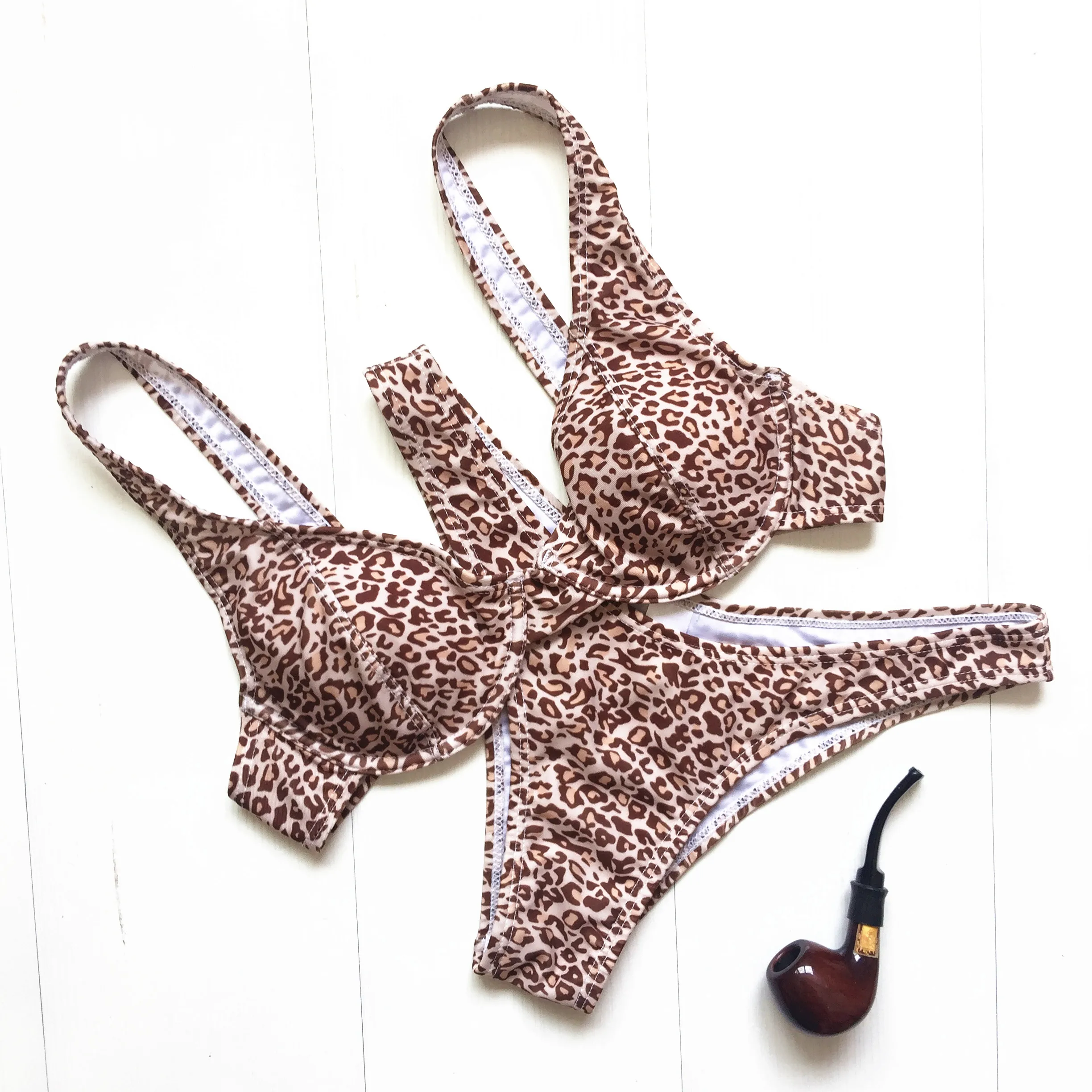 2019 Для женщин сексуальный комплект бикини на шнуровке с цветочным принтом