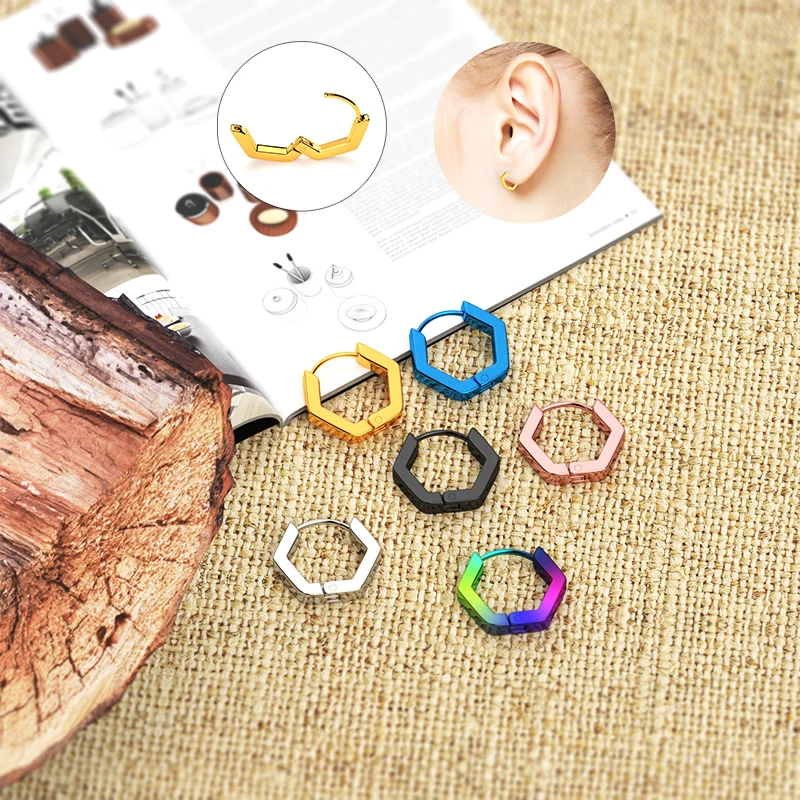 

316L Steel Geometric Earrings Nose Hoop 16G Septum Perforation Ear Cartilage Perforation Body Decoration Fashion Ladies Jewelry