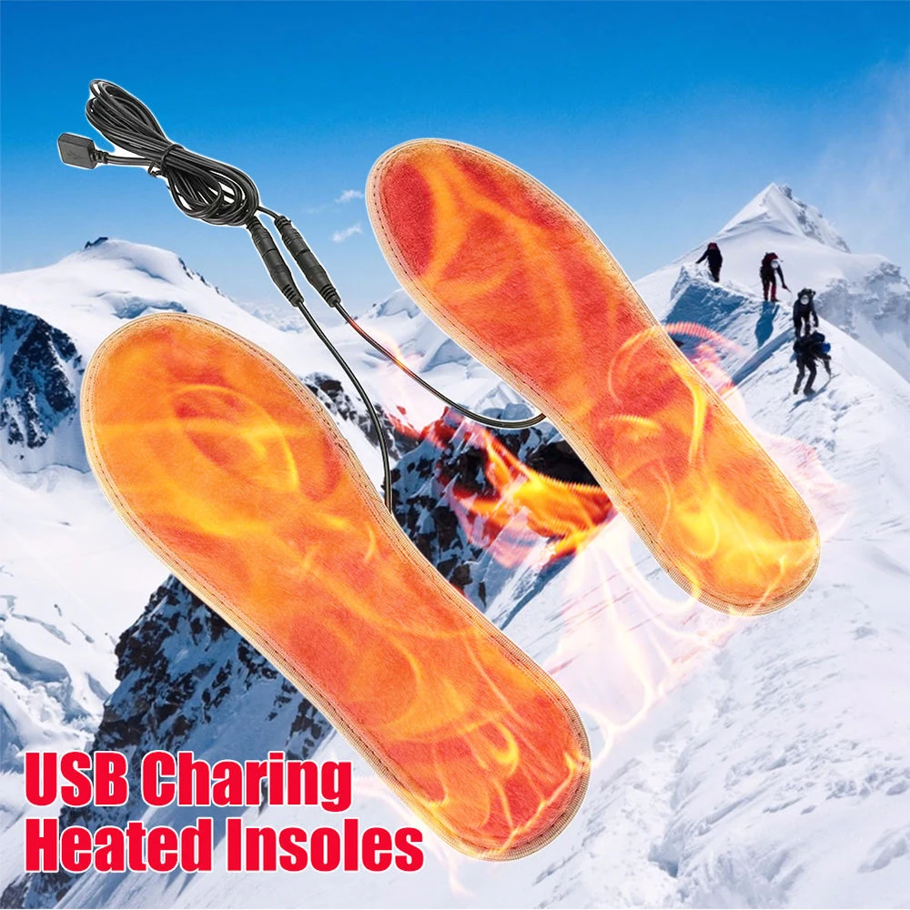 Palmilha de Aquecimento Tesouro ao ar Tamanho Elétrico Inserções Inverno Quente Livre Caça Caminhadas Esqui Sapato Almofada 35-46 Usb pé 14 usb pé inserções inverno quente pé tesouro