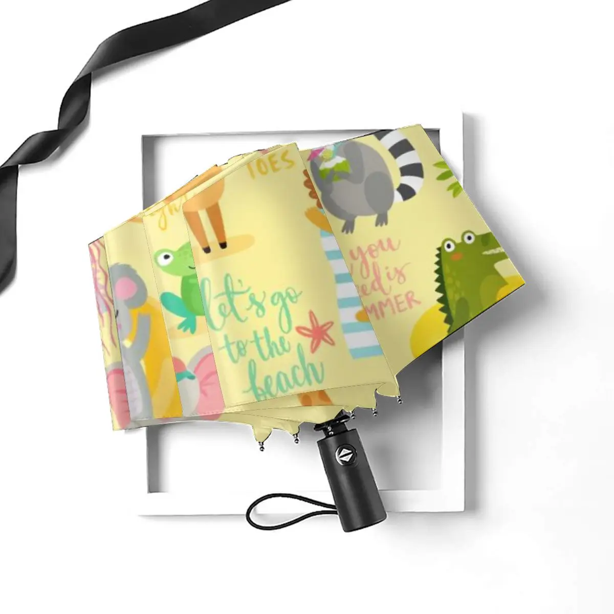 Economici Ombrello Di Sole Spiaggia Animali Del Fumetto Automatico Donne Degli Uomini Portatile Pieghevole Ombrello Di Protezione Solare Pioggia Antivento Spiaggia Parasole