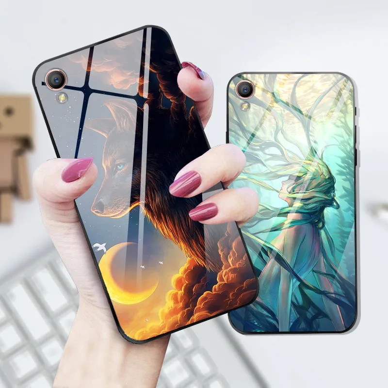 

Case For OPPO A37 Back Phone Cover Black TPU Silicone Bumper With Tempered Glass Series 3
