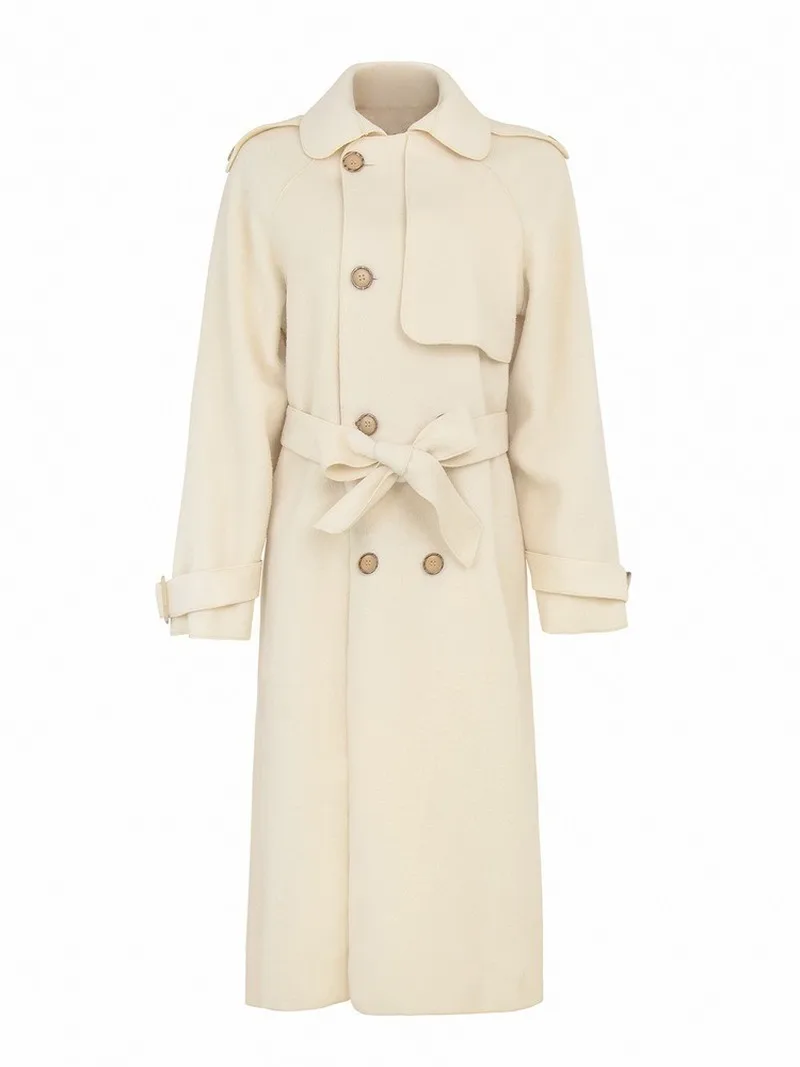 

Womens Winter Coats Polyester Turn-down Collar 2020 New Conventional Sleeve Waist Strap Medium and Long Style Commuting Leisure