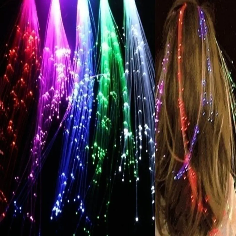 1PCS LED Hairpin Hair Braid Light Up Braid Luminous Fiber Optic Hairpin Decor Christmas Party Bar Hair Clip For Children Gifts