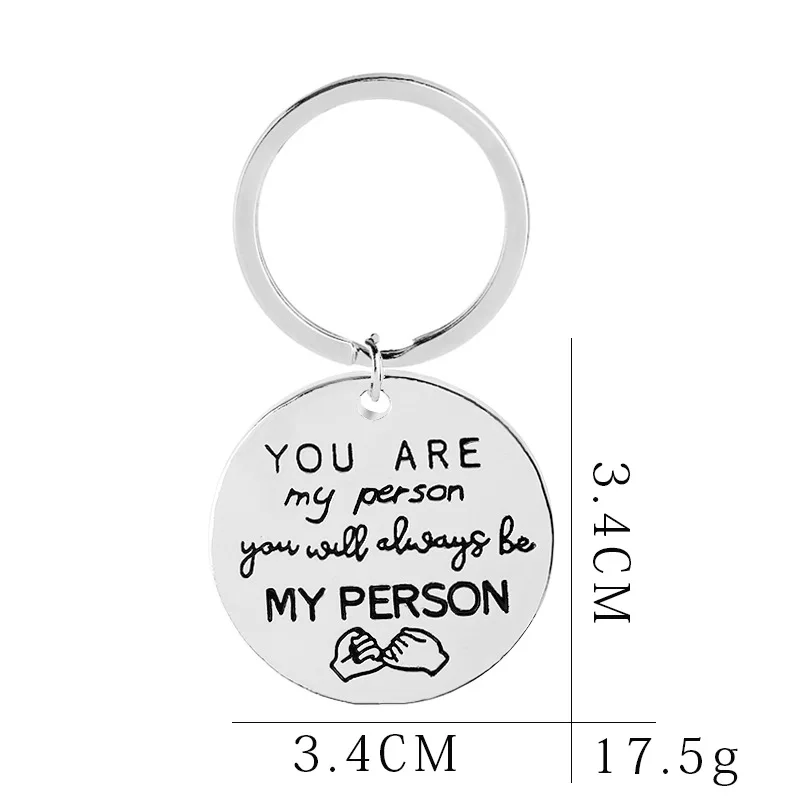 

You Are My Person Handmade Round Letters Lover Keyrings Key Chains for Couple Jewelry