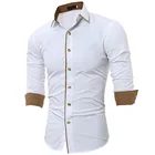 Модная однотонная мужская Повседневная тонкая рубашка с длинным рукавом, деловая повседневная классическая рубашка
