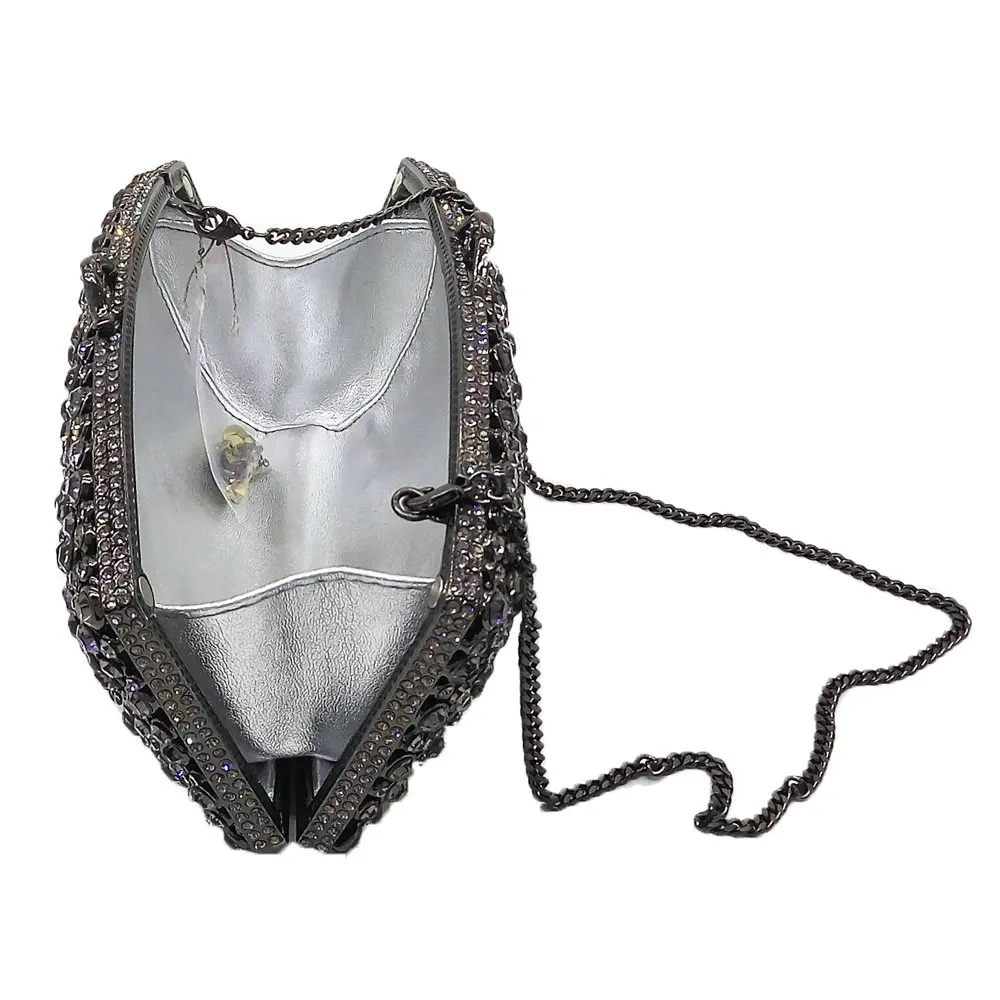 Женский клатч с кристаллами Boutique De FGG черная вечерняя сумочка металлическими