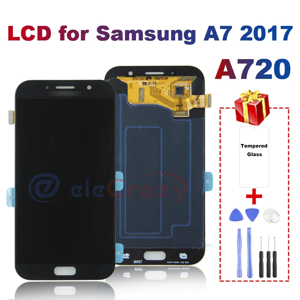 

Original LCD Display For Samsung Galaxy A7 2017 A720 A720F Touch Screen Digitizer Assembly Super AMOLED Replacement Burn-Shadow