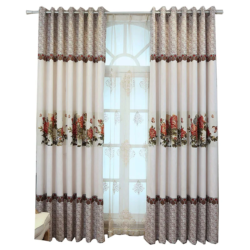 

Linen-like Chinese Style Landscape Cotton Jacquard Modern Simple New Chinese Curtain For Living Room And Bedroom