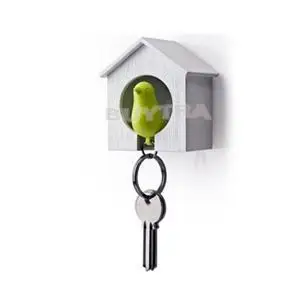 

2021 Fashion Cute 1Pc Lover Sparrow Birdhouse Keychain Home Wall Hook Bird Nest Holder Key Ring Gift