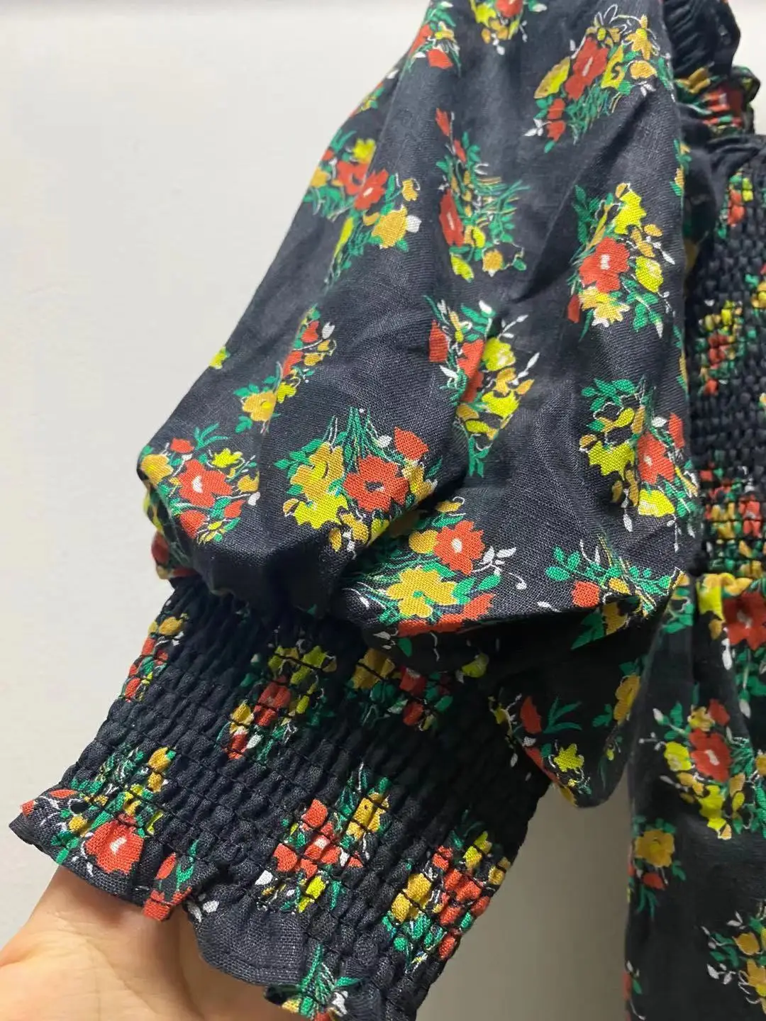 

French 2021 Summer New Open Back Lantern Sleeve Pleated Mini Floral Dress