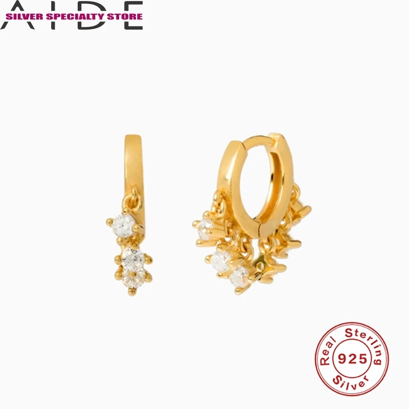 

AIDE Diamond Silver Earring For Women Gold 925 Silver Earrings Fashionable Girl Earring Jewelry Zircon Pendientes Brincos Aretes