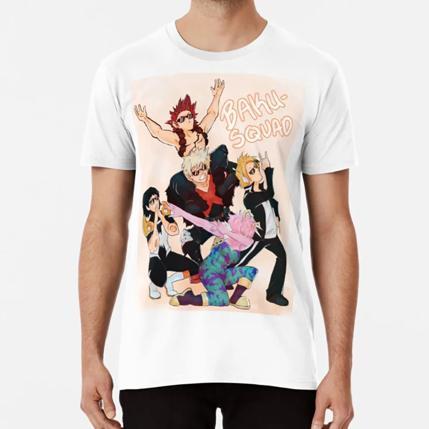 Белый Memesquad 2k18 футболка bnha mina ashido bakugo katsuki denki kaminari sero hanta kirishima eijirou boku no hero academic - Цвет: Белый