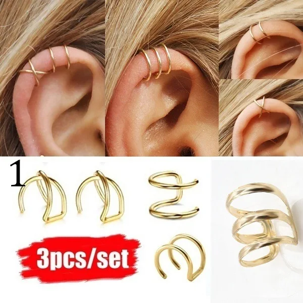 Модные серьги клипсы 5 шт./компл. без проколов с образной формы каффы женские