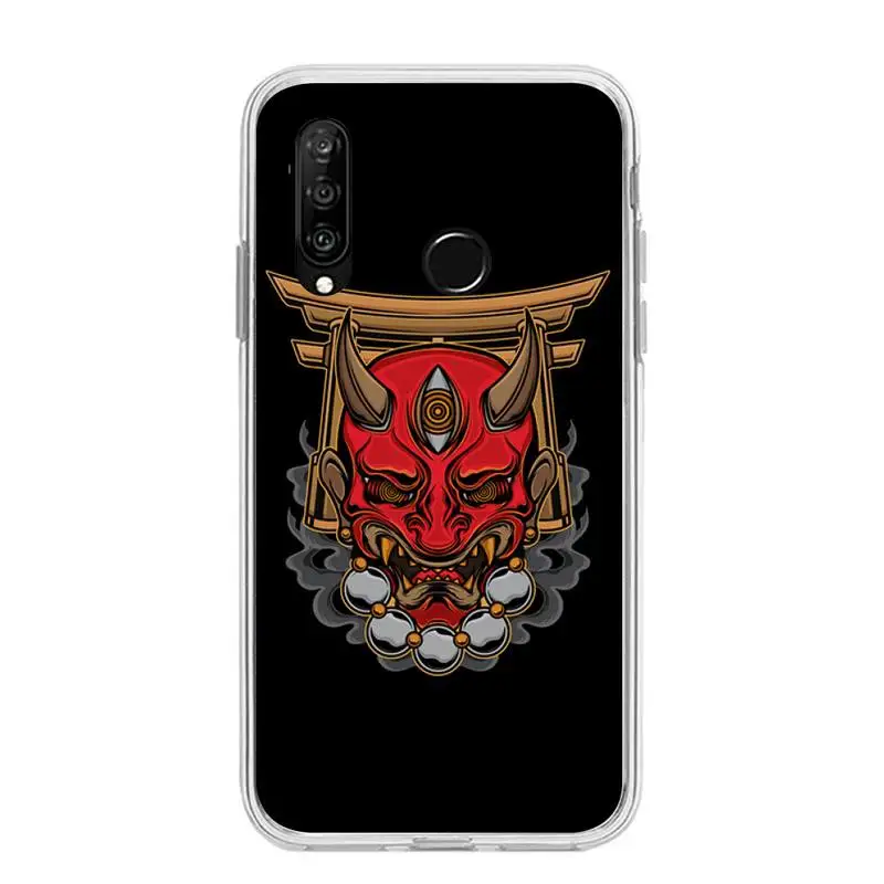 Чехол Samurai Oni для телефона Huawei P20 P40 Lite P30 Pro P Smart 2019 Nova 3e 6 Se силиконовый прозрачный