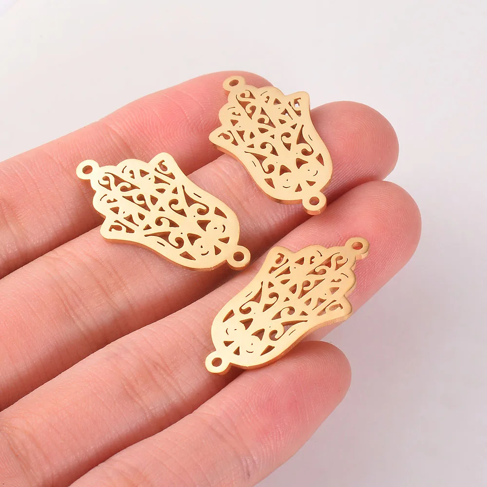 

5 шт. Нержавеющая сталь рука Хамса Религиозные ювелирные браслеты и кулоны полые подвески аксессуар конечные бусины в форме цветов, гипоалл...