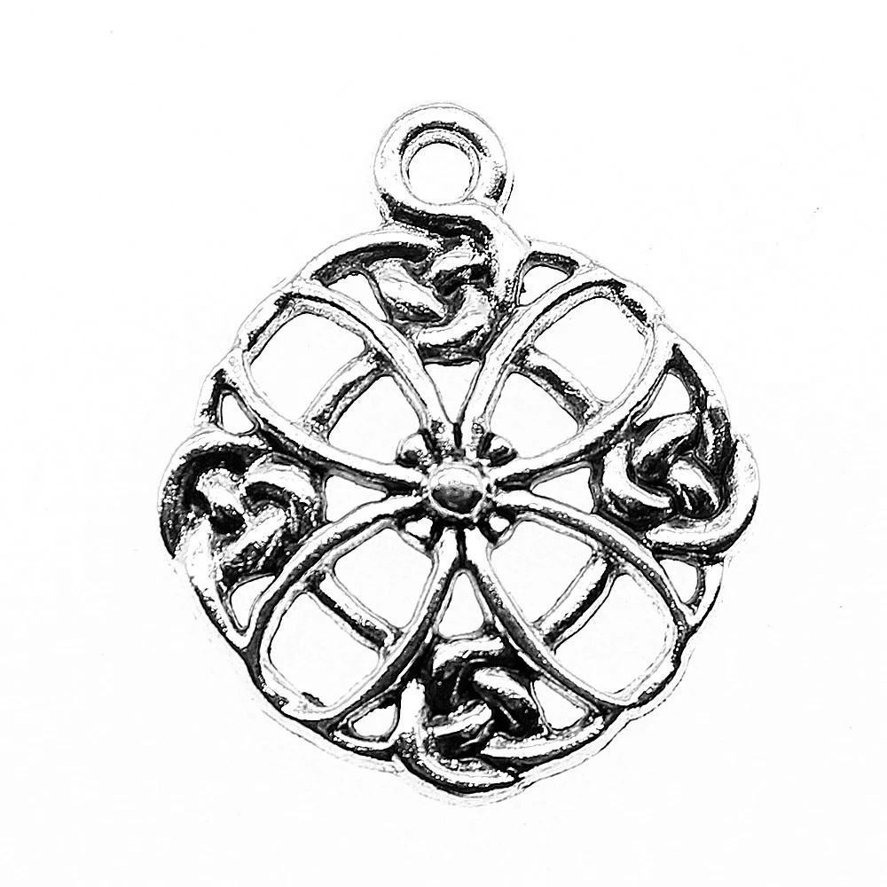 

6pcs/lot Hollow Flowers Charms For Jewelry Making 28x24mm Antique Silver Color Accessories